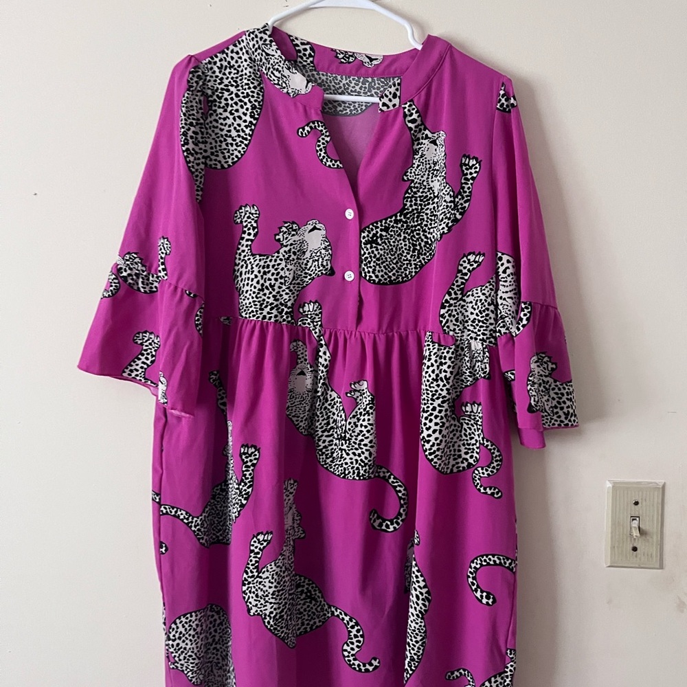 Pink Leopard Print Dress